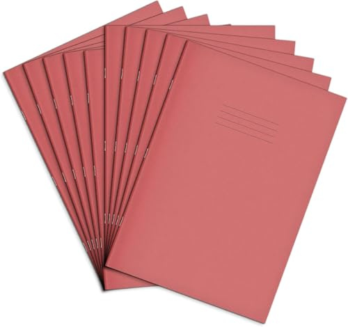 Rhino Stationery Exercise Book | A4 | 64 Page | 8mm Lined With Margin | Pink | School Books | Pack of 10