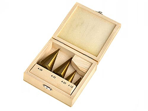 KIT 4 PUNTE FRESE CONICHE GRADINO 4-12 4-20 4-32 4-39 TITANIO TRAPANO AVVITATORE