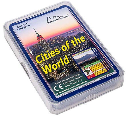 Wendels Kartenspiele Städte Trumpf Quartett auf Englisch: Cities of The World | Kleines Geschenk für Kinder & Familie