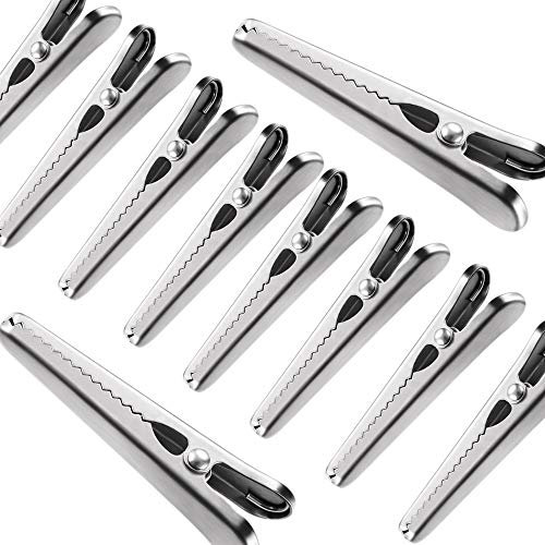 Ipow [8+2 PCS] Pinzas para Ropa Bolsas Cerradas Pinzas para Cocina Pinzas de Acero Inoxidable Mantenga Alimentos Frescos para Galletas, Café, Pan, Bolsas de Refrigerios, etc.