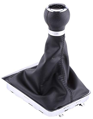 Kuuleyn Gear Shift Knob Gaiter, 6 Speed Synthetic Leather Car Gear Shift Knob Stick Gaiter Boot Frame Kit For Passat B6 2005-2012