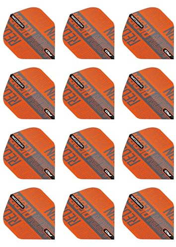 RED DRAGON Hardcore XT Orange and Black Dart Flights - 4 Sets Per Pack (12 Dart Flights in total)