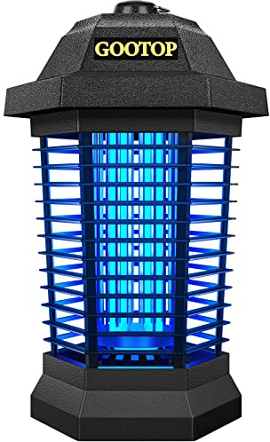 GOOTOP Bug Zapper Outdoor, Mosquito Zapper, 3 Prong Plug in Electric Fly Zapper, Mosquito Killer, Fly Traps, Flying Insects Zapper Indoor Outdoor, 4200V, ABS Plastic Outer (Black)