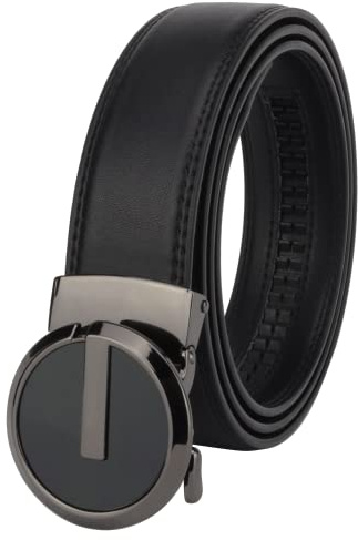 Masters & Stylists Cintura Uomo Nera, Cintura in Pelle con Fibbia Automatica Senza Buchi, Cinta Elegante e Resistente, Regalo Uomo, Larghezza 3.5cm, Lunghezza 120cm
