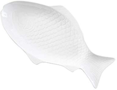 PAREKS Set med glasfat vita serveringsfat fiskform tallrik keramisk fisktallrik ångad fisktallrik fisk servering fat för hem glasfat vita serveringsfat