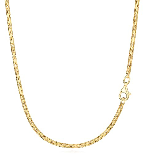 NKlaus Courbes royales : chaînes byzantines rondes en argent 925 plaqué or jaune, 42 cm, 45 cm, 50 cm, 2,3 mm de largeur – un magnifique collier pour un éclat royal, Or