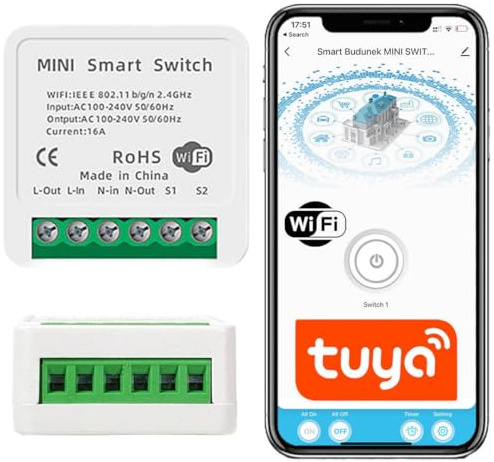 Sone Smart One Interruttore WLAN da incasso – Smart Life WiFi interruttore luce 3680 W 16 A, compatibile con Alexa e Google, modulo Smart Switch Tuya con controllo app, scene, timer, funzione di