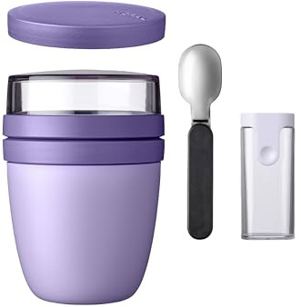 Mepal - Lunchpot Switch Set inkl. Faltbarer Löffel Ellipse - mach aus deinem Lunchpot einen Snackpot - Praktischer Müslibecher - Geeignet für Tiefkühler, Mikrowelle & Spülmachine - Vivid Lilac