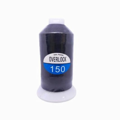 HILO ESPUMA OVERLOCK COLOR NEGRO - Cono de Fibras de Poliéster Duradero, Ideal Para Máquinas Remalladoras y confección de prendas elásticas, poliamidas, tejidos flexibles, 225g_(NEGRO)