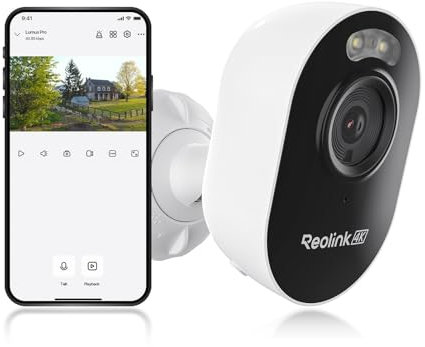 Reolink 4K Wi-Fi 6 Überwachungskamera Aussen mit 2,4/5GHz Dual-Band Wi-Fi, Farb-Nachtsicht, Plug-In WLAN Kamera Outdoor mit 24/7-Aufzeichnung, Intelligente Erkennung, Sirene, Wetterfest, Lumus Pro
