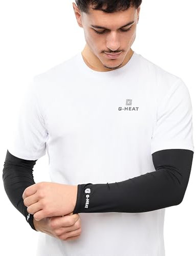 G-HEAT - Manchettes Rafraîchissantes Anti-UV UPF50+ | Manchons de Compression | Protection Solaire | Couverture Tatouage |Idéal pour Sports d'Été, Cyclisme, Running, Golf, Randonnée (Noir, M)