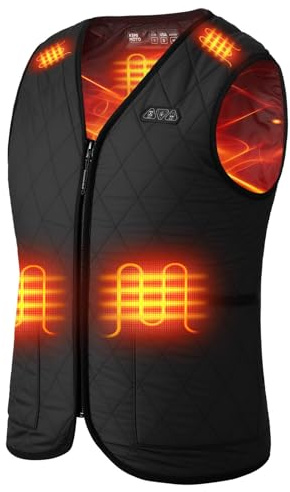 KEMIMOTO Women's Heated Gilet, Rechargeable USB Heated Vest with 8 Heating Zones, Electric Thermal Vest with 3 Stalls Adjustable Temperature for Motorcycles Outdoor(Battery Pack Not Included)