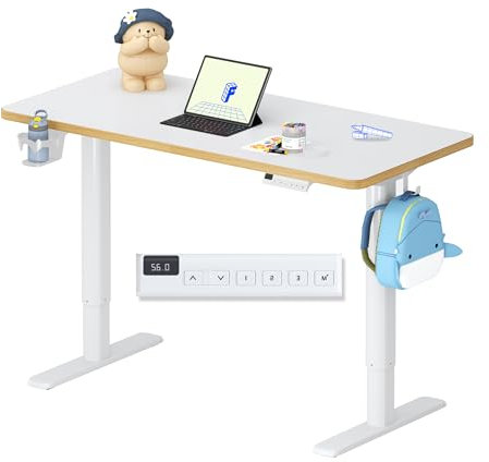 FLEXISPOT Kinderschreibtisch, elektrisch höhenverstellbar Schreibtisch, für Kinder ab 6 Jahren, mit LED-Höhenanzeige, 3 Speicherplätzen, Kindersicherung und Ergonomischer Tischplatte 110 x 52 cm