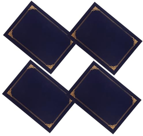 FUNOMOCYA 4 Pièces Lot de Protège Certificats Papier Bleu Couvre Documents et Élégant Dossier Pratique pour Diplômes et Documents