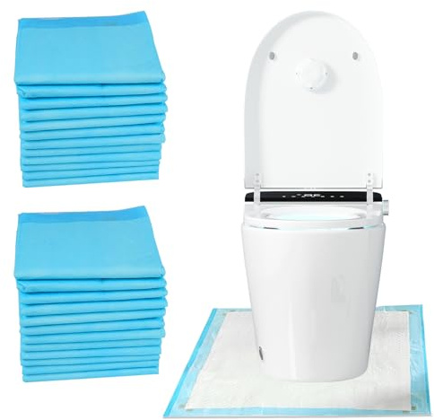 YumSur Disposable Toilet Mats Toilet Floor Protector from Urine U-Shape Training Rug Waterproof Non-Slip Bathroom Potty Training Mats Disposable Toilet Commode Mat for Children Adult (Blue 50PCS)