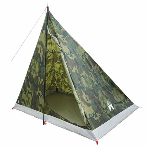 HFXHIJXQ Tienda de trekking para 2 personas, ligera tienda de campaña para camping y senderismo, tienda de campaña de camuflaje de poliéster 185T, 225 x 130 x 142 cm, tienda de campaña para dos