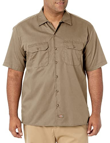Dickies Men's Short Sleeve Work Workwear Shirt, Beige (Khaki), XXX-Large