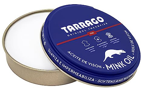 Tarrago | Olio di Visone 100 ml | Grasso Arricchito con Olio di Visone per Pelletteria | Pasta riempitiva per riparare tutti i tipi di calzature su superfici in pelle