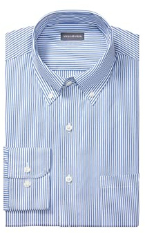 Van Heusen mens Regular Fit Pinpoint Stripe dress shirts, Blue, 17.5 Neck 32 -33 Sleeve US