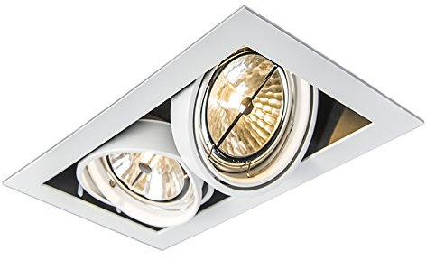 Qazqa Einbaustrahler, Einbauleuchte - Oneon - Weiß, max. 50W, Geeignet für LED, 12v-an-additional-transformer-is-requiredV, 34.3cm, Rechteckig, 2-flammig, Ideal als Flur, Küche lampe