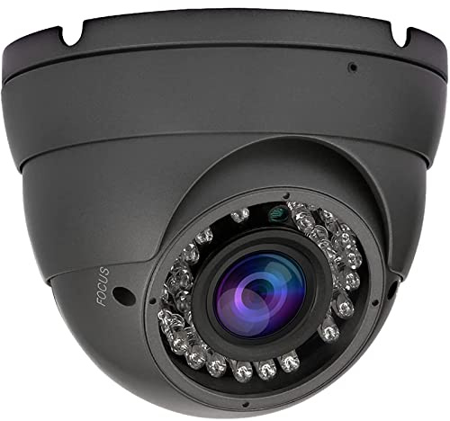 2MP CCTV Camera HD 1080P 4-in-1 (TVI/AHD/CVI/960H/CVBS) Security Dome Camera, 2.8-12mm Varifocal Lens Analog Video Surveillance, Wide Angle Viewing Day & Night Indoor Outdoor Waterproof (Grey)