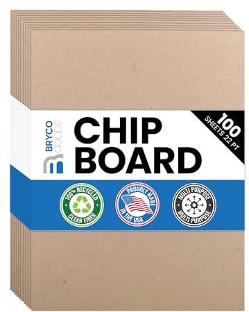 Hojas de aglomerado de 8.5 x 11 pulgadas, 100 hojas de tablero de virutas de 22 puntos para manualidades. Este tablero de papel kraft es una gran alternativa al tablero MDF y las hojas de cartón