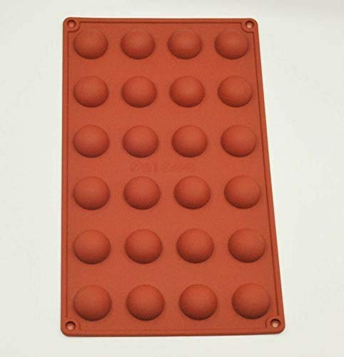 Selecto Bake 24-Cavity Silicone Half Sphere Mould – Non-Stick Semi-Sphere Tray for Chocolate, Candy, Jelly, Desserts, Baking – Food-Grade Terracotta, 3cm Cavities