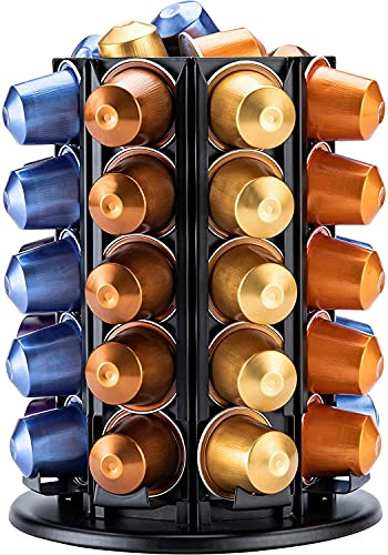 Soporte para cápsulas de café Nespresso con rotación de 360 grados con almacenamiento central adicional (40+)