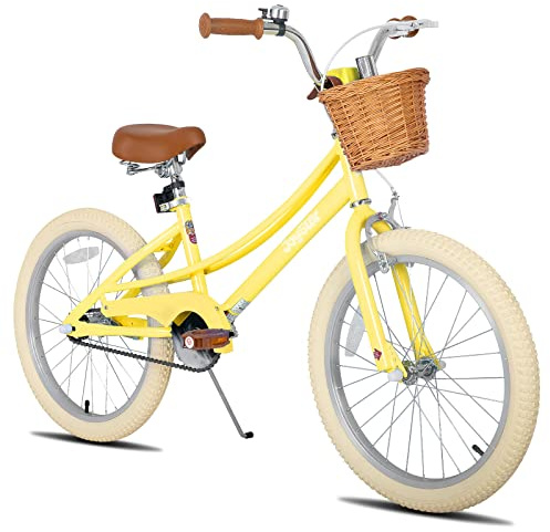 JOYSTAR 20 pollici bicicletta per bambini con ruota di allenamento e cestini, bicicletta per bambini per 6-9 anni ragazze, Giallo…