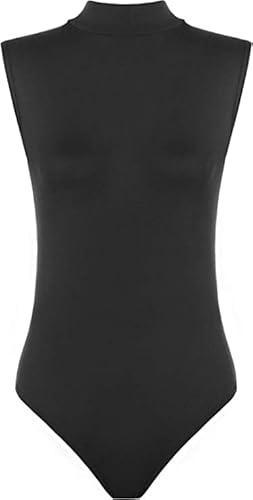 R&N FASHIONS - Women Sleeveless Turtle Neck Bodysuit Leotard – Comfortable Fit – Performance Wear - Dance Class Essential – Ballet, Gymnastics, Dance, Clubbing (Black, 8-10)
