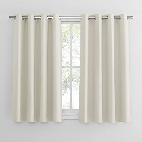 PONY DANCE Tende per Interni Corte Tende Cameretta Bambini e Salotto Moderne 2 Pezzi L 140 x A 145 cm Curtains Oscurante da Interno Termiche con Anelli, Beige Chiaro