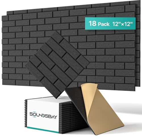 Soundsbay 18-Pack Brick Acoustic Panels, Self-Adhesive, 12X12
