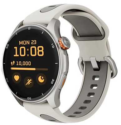 Smartwatch myPhone Watch Adventure warm Grey, großer 360-mah-Akku, Bis zu 14 Tage mit Einer einzigen Ladung, 1,43 Zoll, mit GPS, 50 Sportmodi, SOS-Taste, Kompass, wasserdicht, Bluetooth,