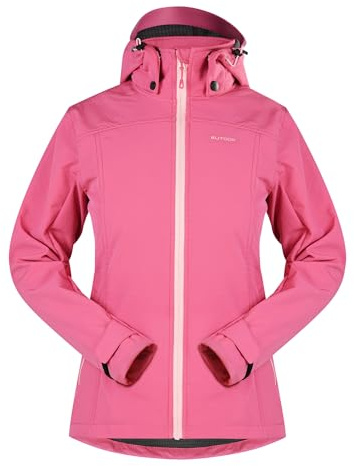 KUTOOK Giacca Softshell Donna Giacca Trekking Donna Invernale in Pile con Cappuccio Removibile Impermeabile Antivento per Pesca Arrampicata Escursionismo all'aperto e Vita Quotidiana