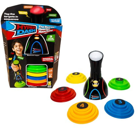 Hyper Dash, fast reaction race game, race against yourself or up to 10 friends to hit the colour targets, 3 play modes, great for family games. Play indoor & outdoor. Age 3+
