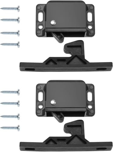 2x Cerradura de Puerta de Armario Con 8 Tornillos, Cerradura de Puerta de Cajón, Retenedor de Puerta de Caravana Accesorios Para Puertas Correderas de Armario, Cocina Doméstica, Negro