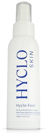 HyClO Skin Antibacterial Foot Spray - 100ml, 100% Natural Hypochlorous Acid for Athlete’s Foot & Odor Treatment