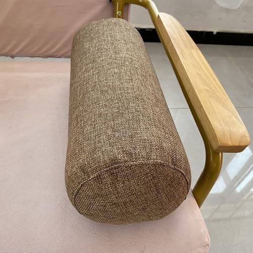 XXIUDEE Almohadas redondas cilíndricas para sofá y reposabrazos, almohadas de yoga, almohadas de cabecera, almohadas de cuello, cojines de dormir para sofá, coche y hogar (60 x 20 cm, marrón)