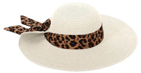 LY4U Cappelli da Sole da Donna UPF 50, Cappello di Paglia Affascinante da Donna, Cappello da Spiaggia Estivo per Ragazza, Cappello da Viaggio Pieghevole