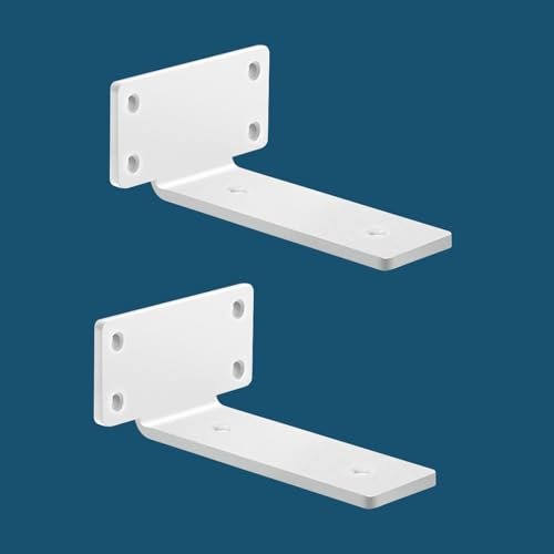MLOQI 2 Pezzi Staffe per Mensole Pesanti Industrial, Reggimensola, Reggi Mensola da Muro, Staffe a L, 5 mm di Spessore con Viti Bianco(15 cm)