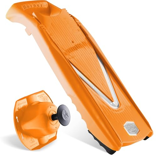 Mandoline Food Slicer Börner V5 (Basic Set) by Reston Lloyd • V-Slicer with Food Holder • Made in Germany • Fruit & Vegetable Chopper • Multiple Settings • Color: Orange