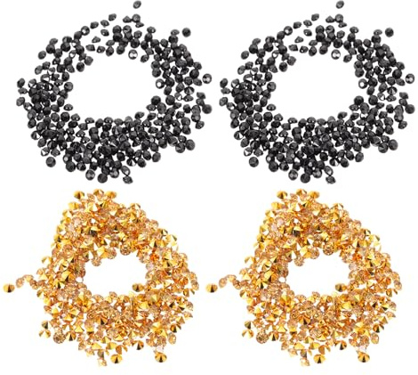 Baluue Paquete de 2 Acrílicos Decorativos Negro y Dorado con Base Punta para Centros de Mesa y Adornos de Boda y Navidad Gemas Faciales y Embellecedores de Cristal para Jarrones y Cajas