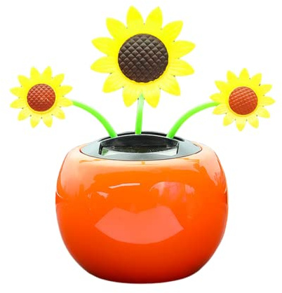 BEAHING Flores danzantes solares Que sacuden la Cabeza, Adornos para Coche, Juguete con energía Solar para decoración de Escritorio de Oficina, Girasol