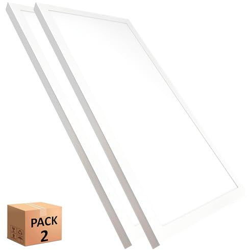 FactorLED GXtronic Pack Panel LED 60x30 Superficie 36W (360W), 4000Lm, Plafón Cuadrado Techo, Potencia Regulable, 3CCT Luz Seleccionable, 595x295x22mm (2)