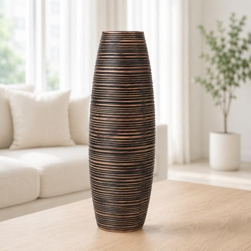 Leewadee Vase Décoratif 34 cm Polyrésine pour Buffet & Table | Vase déco pour buffet & table : étanche pour fleurs fraîches, joli avec fleurs séchées & branches, bohème & moderne