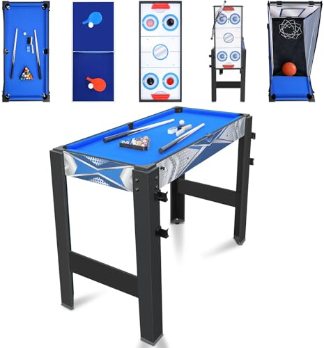 HLC 3FT 5 in 1 Multi Game Table Combination Table Set for Kids - Pool,Hockey, Basketball,Table Tennis,Bow and Arrow