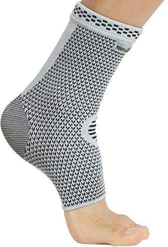 Neotech Care Ankle Support Sleeve - Bamboo Fiber Knitted Fabric - Light, Elastic & Breathable - Medium Compression - Right or Left Foot, Men, Women (Grey Colour, Size M, 1 Unit)