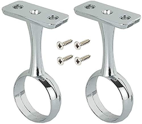Wardrobe Rail Centre Supports Brackets 25mm Chrome Plated x2 with screws