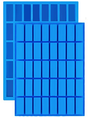 Mity rain 2 pack 40 Cavity Narrow Rectangle Silicone Caramel Candy Molds Chocolate Bar Mold for Truffles, Ganache, Jelly, Praline, Brownie, Butter, Ice Cube Tray