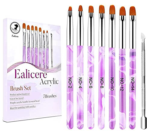 7 Pezzi Pennelli per Unghie, spazzola di arte del chiodo per Nail Art Design, Pennello gel unghie, Smalto per Unghie Art Design Polacco Brush Pen Set Capelli in Nylon Decorazione Kit DIY
